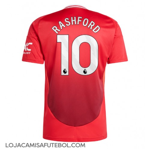 Camisa de Futebol Manchester United Marcus Rashford #10 Equipamento Principal 2024-25 Manga Curta